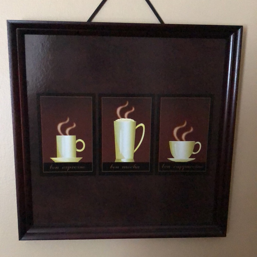 Espresso, Mocha, Cappuccino print in a dark brown wood-look plastic frame - Picture 2 of 2